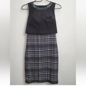 Black & White Patterned Sleeveless Midi Dress banana republic 4